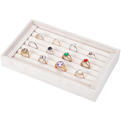 Floral White Velvet Ring Organizer Display Trays, Rectangle, Floral White, 22.6x14.2x3.1cm
