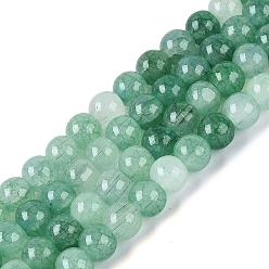 Средний Аквамарин Нити из окрашенных стеклянных бусин с эффектом омбре и эффектом кракелюра, имитация драгоценных камней, круглые, средний аквамарин, 6~6.5 мм, отверстие : 0.8~1 мм, около 138~146 шт / нитка, 29.92~31.89 дюйм (76~81 см)