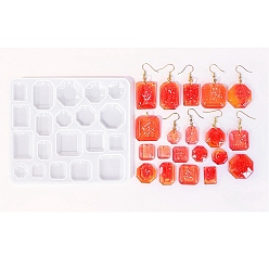 Белый Формы для подвесок своими руками, силиконовые формы для литья, для уф-смолы, изготовление изделий из эпоксидной смолы, многоугольник, белые, 112x128x6 мм