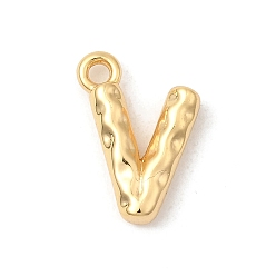 Letter V Латунь прелести, без никеля , реальный 18 k позолоченный, Буква V, 12x9x2.5 мм, отверстие : 1.4 мм