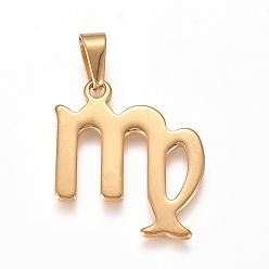 Дева 304 подвески из нержавеющей стали, знак созвездия / зодиака, золотые, Дева, 31x28x1.5 мм, отверстие : 10x4.5 мм