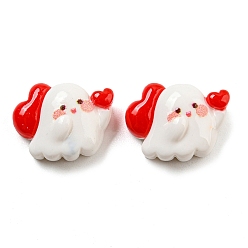 Темно-Красный Кабошоны из непрозрачной смолы для Хэллоуина, маленькое привидение с сердцем, темно-красный, 15.5x12x7 мм