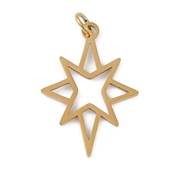 Золотой 304 подвески из нержавеющей стали, с целью перехода в кольце, лазерная резка, звезды прелести, золотые, 26x18x1 мм, отверстие : 3.2 мм