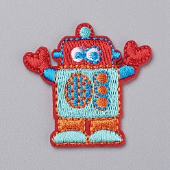 Colorful Computerized Embroidery Cloth Iron on/Sew on Patches, Costume Accessories, Appliques, for Backpacks, Clothes, Robot, Colorful, 40x41x2mm