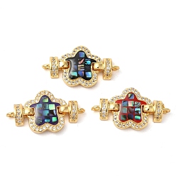 (52) Непрозрачная лаванда Покрытие стойки латунь микро паве прозрачный кубический цирконий цветок звенья соединитель подвески, с эмалью и ракушкой, реальный 18 k позолоченный, долговечный, без свинца и без кадмия, разноцветные, 15x26x4 мм, отверстие : 1.4 мм