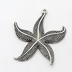 Античное Серебро Подвески из сплава , без кадмия и без свинца, морская звезда / морские звезды, античное серебро, 49x43.5x4.5 мм, отверстие : 2.5 мм