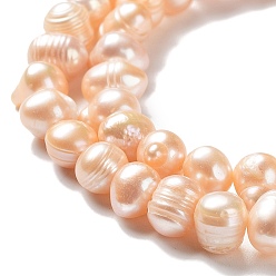 Sandy Brown Natural Cultured Freshwater Pearl Beads Strands, Potato, Grade AB, Sandy Brown, 7~8x6~6.5mm, Hole: 0.6mm, about 52pcs/strand, 13.31~13.46 inch(33.8~34.2cm)