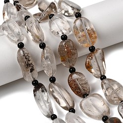 Лодолит Кварц Природного кварца lodolite нитей бисера, самородки, с бисером, упавший камень, 16.5~22.5x10.5~16.5x5.5~10 мм, отверстие : 0.8~1 мм, около 16~18 шт / нитка, 16.14''~16.54'' (41~42 см)