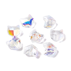 Прозрачный АВ 100 шт. Гальванические стеклянные бусины, форма кошки, граненые, ясно AB, 8.5x8.5x5 мм, отверстие : 1 мм