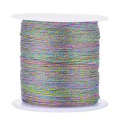 Colorful Polyester Braided Metallic Thread, for DIY Braided Bracelets Making and Embroidery, Colorful, 0.4mm, 6-Ply, about 54.68 yards(50m)/roll