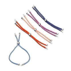 Mixed Color Adjustable Nylon Cord Slider Bracelet Making, with Brass Findings, Long-Lasting Plated, Real Platinum Plated, Mixed Color, 8-5/8 inch(22cm), 2~3.5mm, Hole: 1.5mm