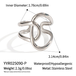 Нержавеющая Сталь Цвет Регулируемые 304 открытые манжеты из нержавеющей стали для женщин, цвет нержавеющей стали, 21.4 мм, внутренний диаметр: 17.6 мм
