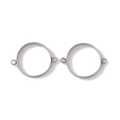 Stainless Steel Color Non-Tarnish 201 Stainless Steel Connector Charms, Hollow Flat Round Link, Stainless Steel Color, 26.5x20x3mm, Hole: 2mm