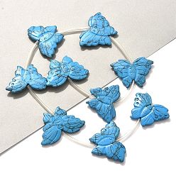 Темно-Голубой Окрашенные синтетические бирюзовые бусы нити, бабочка, с пластиковыми трубчатыми бусинами, глубокое синее небо, 25~27.5x33.5~39.5x4~5 мм, отверстие : 0.7 мм, около 9 шт / нитка, 15.35'' (39 см)