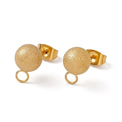 Золотой 304 Выводы серьги из нержавеющей стали шпилька, с ушными гайками и горизонтальными петлями, , круглые, золотые, 12x8 мм, отверстие : 2.7 мм, штифты : 0.7 мм