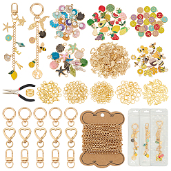 Золотой Наборы для самостоятельного изготовления брелоков, включают подвески из сплава эмали, удлинитель железной цепи, металлические открытые кольца для прыжков, Клещи углерода стали ювелирные изделия, пластиковые сумки на молнии, золотые, 18.5~19.5x9~15x3~7 мм, отверстие : 2~2.5 мм