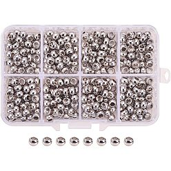Platin Farbe Messing-Abstandshalterkugeln, Rondell, Platin Farbe, 6x4 mm, Loch: 3 mm, ca. 50 Stk. / Fach, 400 Stück / Karton