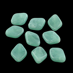 Средний Аквамарин Ромб имитация драгоценных камней акриловые бусины, средний аквамарин, 20~21x16x8.5 мм, Отверстие : 2 мм , около 310 шт / 500 г