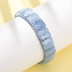 Белый Нефрит Браслеты из окрашенного натурального белого нефрита, эластичные, унисекс., прямоугольник граненый, бусины : 12x10x6 мм, внутренний диаметр: 2.24 дюйм (5.7 см)