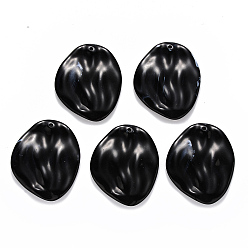 Black Acrylic Pendants, Imitation Gemstone Style, Petaline, Black, 41.5x33.5x5mm, Hole: 1.8mm, about 145pcs/500g