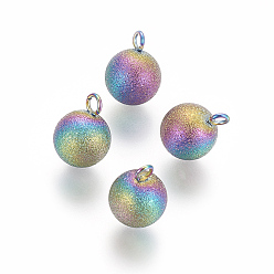 Rainbow Color Ионное покрытие (ip) 304 брелоки из нержавеющей стали, круглые, Радуга цветов, 11x8 мм, отверстие : 1.8 мм