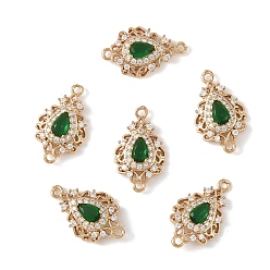 Морско-зеленый 3 шт. латунные соединители из кубического циркония с микропаве, долговечный, слеза, золотой свет, цвета морской волны, 20x12x5 мм, отверстие : 1.4 мм