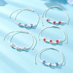 (52) Непрозрачная лаванда Регулируемые браслеты ручной работы из фарфоровых бусин с цветочным принтом, плетеные из бусин, для женщин., круглые, разноцветные, внутренний диаметр: 2.30 ~3.25 дюйм (5.85~8.25 см)