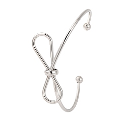 Платина 304 женские браслеты-манжеты из нержавеющей стали, бантом, платина, внутренний диаметр: 2-5/8 дюйм (6.8 см)