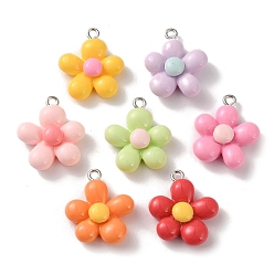 (52) Непрозрачная лаванда Непрозрачные подвески смолы, цветочный шарм, с платиновым железным обручем, разноцветные, 23x19.5x7 мм, отверстие : 2 мм