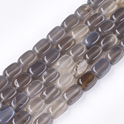 Серый агат Серые натуральные бусины из агата , кубоид, 13~13.5x8~9x8~9 мм, отверстие : 1 мм, около 28 шт / нитка, 14.7 дюйм