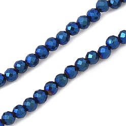 со Синим Покрытием Гальванизированный синтетический магнитный гематит, граненые, круглые, с покрытием синим, 3.5x3 мм, отверстие : 0.9 мм, около 120~122 шт / нитка, 15.16~15.35'' (38.5~39 см)