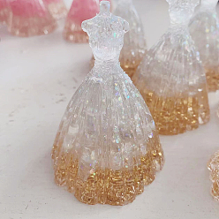 Белый Дым Украшения для выставки товаров из смолы, с чипом лэмпворк, статуэтка блестящего свадебного платья, украшение для дома по фэн-шуй, серый, 56x83 мм