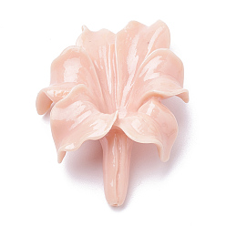 Розовый Синтетических коралловых бусин, окрашенные, цветок, туманная роза, 31~32x23~24x9 мм, отверстие : 1 мм