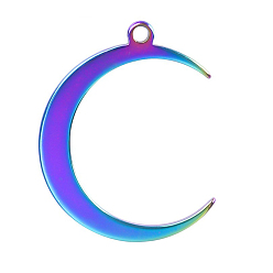 Rainbow Color 304 подвески из нержавеющей стали, лунное очарование, Радуга цветов, 26x20 мм