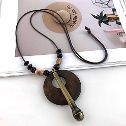 Musical Instruments Длинные ожерелья из сплава пончиков в стиле бохо для женщин, античная бронза, микрофон, 35.43 дюйм (90 см)