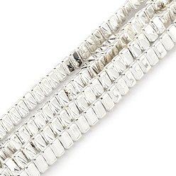 Silver Plated Electroplated Synthetic Non-Magnetic Hematite Beads Strands, Triangle, Silver Plated, 4x4x2.5mm, Hole: 1mm, about 158pcs/strand, 16.38''(41.6cm)