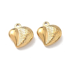 Настоящее золото 18K 304 прелести нержавеющей стали, сердце, ионное покрытие (ip), реальный 18 k позолоченный, 14x14x6 мм, отверстие : 1.6 мм