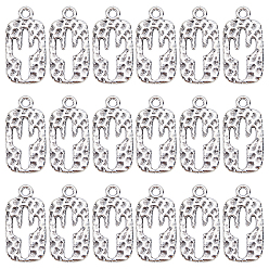 Античное Серебро 60 шт. Подвески из сплава в тибетском стиле, прямоугольник с кактусом, античное серебро, 23x12x1.5 мм, отверстие : 4 мм