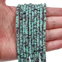 Средний Аквамарин Окрашенные синтетические бирюзовые бусы нити, Плоский круглый / диск, матовые, Heishi бусы, средний аквамарин, 4x2~2.5 мм, отверстие : 0.8~0.9 мм, около 161~164 шт / нитка, 14.96''~15.12'' (38~38.4 см)