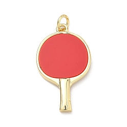 Настоящее золото 18K Спортивные латунные подвески из смолы, ракетки для настольного тенниса, долговечный, стойки покрытие, без свинца и без кадмия, реальный 18 k позолоченный, 28x16x3 мм, Перейти кольцо: 5x1 мм, внутренний диаметр: 3 мм