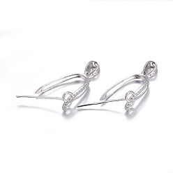 Platinum Anti-Tarnish Rhodium Plated 925 Sterling Silver Pendant Bails, with Cubic Zirconia, Clear, Platinum, 19x7.5x12mm, Hole: 5x3mm, Pin: 0.7mm, Inseam Length: 13mm