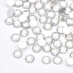 Crystal Glass Rhinestone Flat Back Cabochons, Back Plated, Faceted, Half Round, Crystal, SS6, 1.9~2x1mm, about 1440pcs/bag