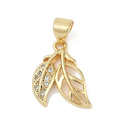 Настоящее золото 18K Стойка металлическая латунная микропрофилированная кубическая циркония подвески, без свинца и без кадмия, долговечный, лист прелести, реальный 18 k позолоченный, 15x12.5x2.5 мм, отверстие : 4.5x3 мм