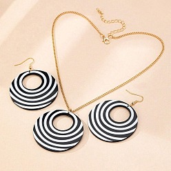 Золотой Комплект из круглого акрилового кулона в стиле бохо с узором «зебра» и висячих серег, сплав ювелирных изделий, золотые, 400 мм