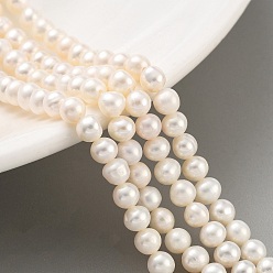 PeachPuff Natural Cultured Freshwater Pearl Beads Strands, Potato, PeachPuff, 4~4.5mm, Hole: 0.5mm, about 38pcs/strand, 6.89~7.09 (17.5~18cm)