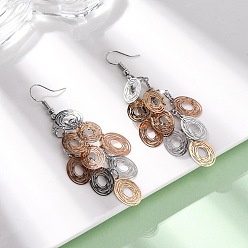 (52) Непрозрачная лаванда 430 из нержавеющей стали овальные серьги болтаться, с железными крюками серьги, разноцветные, 78 мм