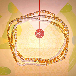 (932FM) Темно-синий аква-матовый с подкладкой Стеклянные бусины-рондель из бисера на талию, бохо сексуальная цепочка на живот, темно-золотистые, 820 мм