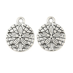 Античное Серебро Сплавочные подвески тибетского стиля, шарм песчаного доллара, , без кадмия и без свинца, античное серебро, 19x15x2 мм, отверстие : 2 мм