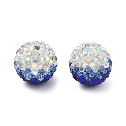 Сапфир Градиентный дизайн полимерная глина стразы бусины, круглые, для изготовления брелоков для телефона и принадлежностей для изготовления ювелирных изделий, сапфир, 16.5 мм, отверстие : 1.8 мм