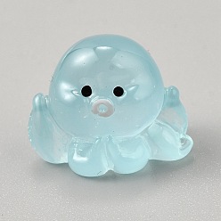 Светло-Синий Светящиеся прозрачные смоляные украшения в виде осьминога, светящиеся в темноте, микро пейзаж украшение аквариума, голубой, 14.5x19.5x14.5 мм